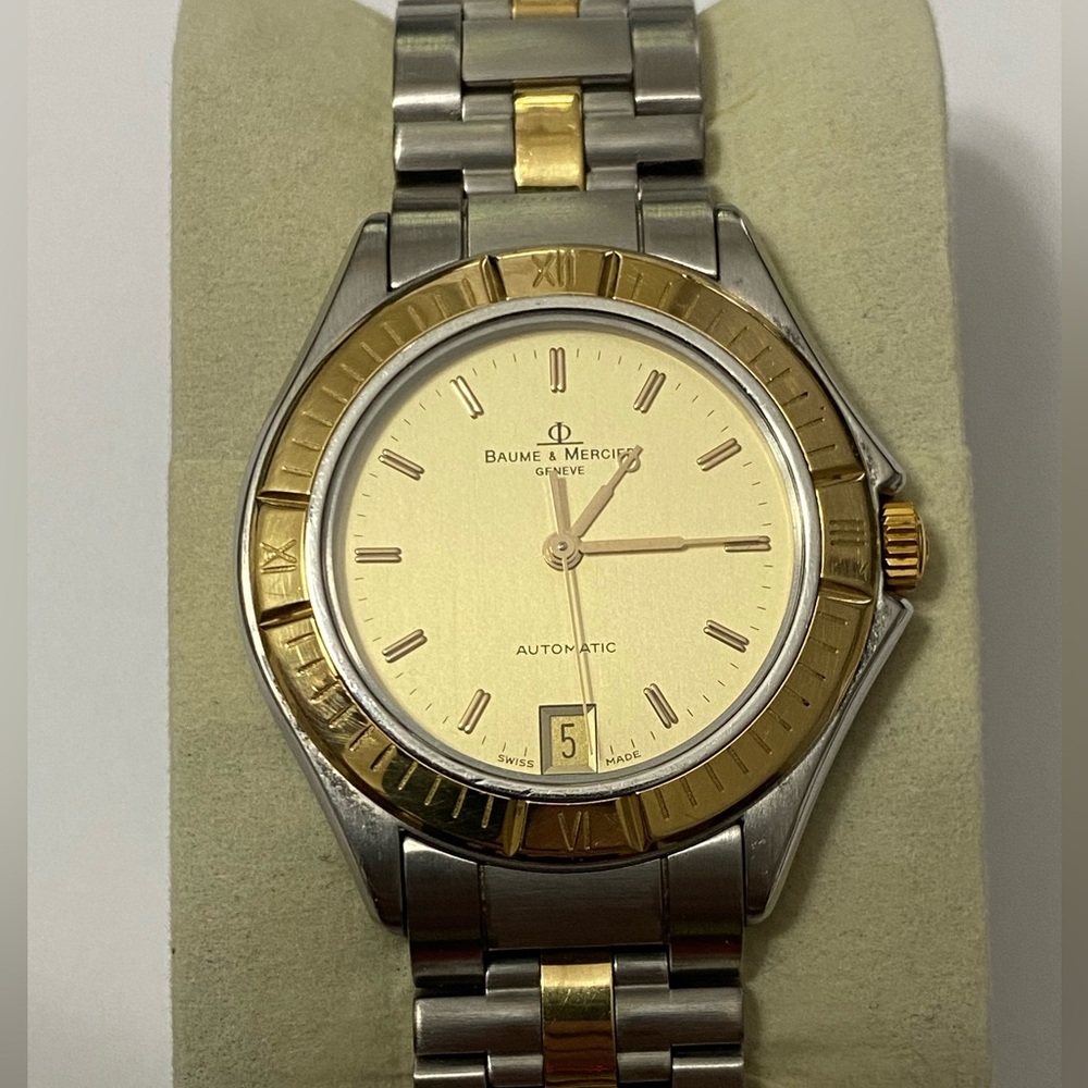 Rare Baume & Mercies Geneve Malibu 18kt Gold / Ss MV045083 36MM Watch Automatic